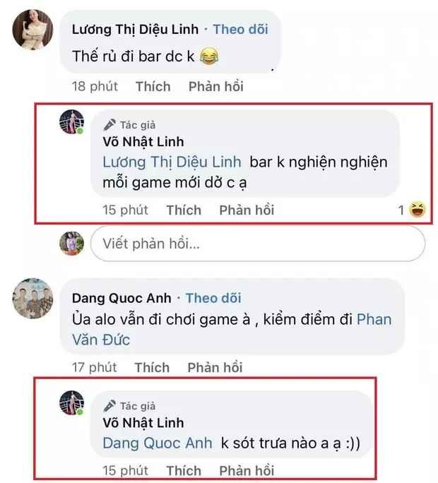 Khi có một người bạn ngỏ ý rủ Phan Văn Đức đi bar, Nhật Linh liền than thở: “Bar không nghiện, nghiện mỗi game mới dở”.