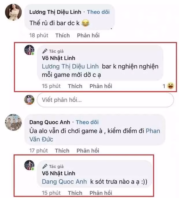 Khi có một người bạn ngỏ ý rủ Phan Văn Đức đi bar, Nhật Linh liền than thở: “Bar không nghiện, nghiện mỗi game mới dở”.