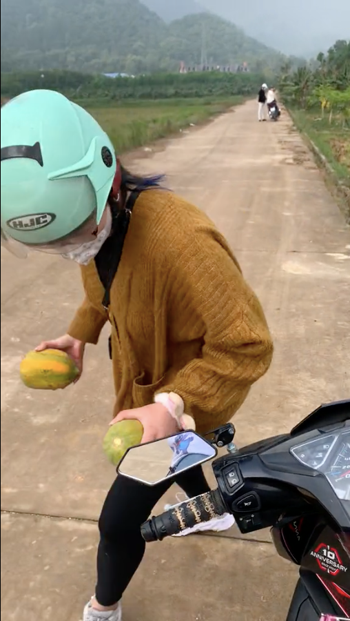 Dù đã bẻ được kha khá bắp ngô nhưng nhóm này không có ý định dừng lại. Cô gái mặc váy hoa tiếp tục đi sâu vào ruộng ngô để bẻ tiếp.