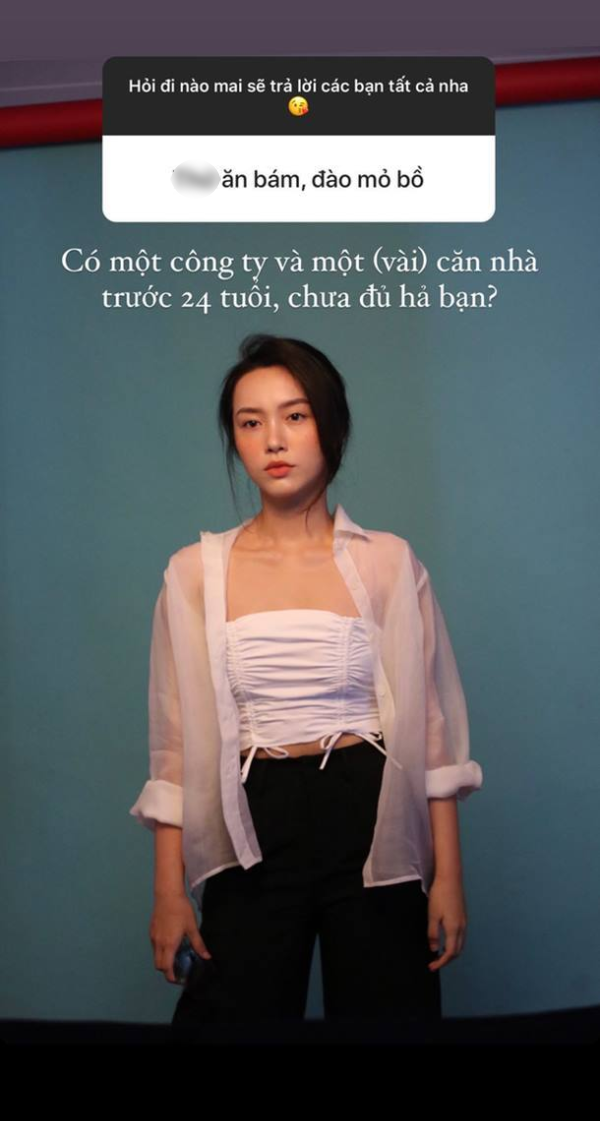 Không chỉ vậy, nữ blogger còn có cả công ty riêng và nhiều bất động sản. Chính vì thế, cô nàng dư sức có thể nuôi bản thân mình và không phải dựa dẫm vào bất cứ ai. Thậm chí, Hà Trúc còn từng tuyên bố sẽ nuôi bạn trai nếu anh thất nghiệp.