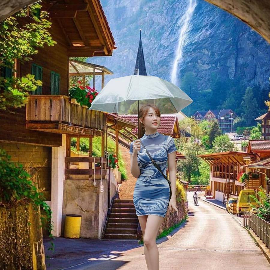 Các fan của Kiều Trinh không ngại vất vả đã ngồi trọn từng bức ảnh của cô nàng và ghép vào những địa điểm nổi tiếng trên thế giới.