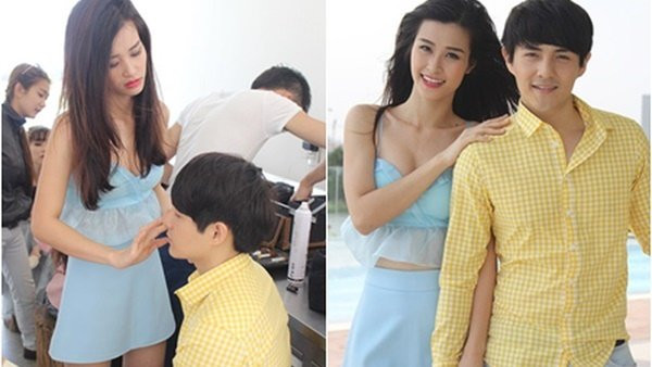 Hay lúc cả hai cùng chụp ảnh thì Đông Nhi cũng chính là thợ trang điểm đặc biệt của Ông Cao Thắng