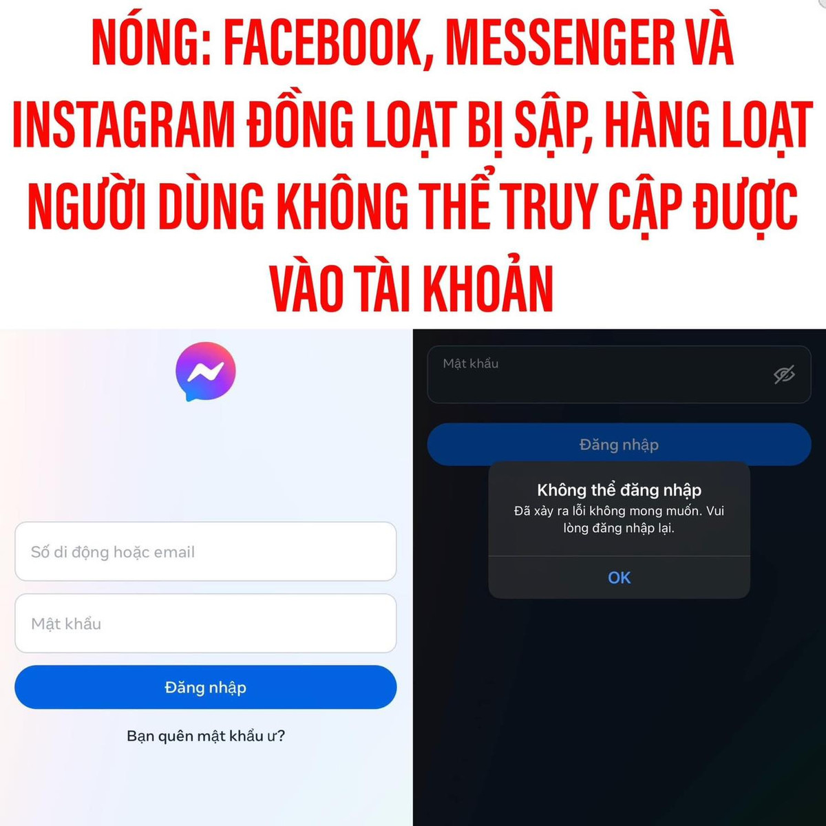 Khoảng 22h15 tối 5/3, các nền tảng mạng xã hội nhiều người dùng nhất hiện nay trực thuộc Meta là Facebook, Instagram và Threads đã gặp lỗi, nhiều người dùng thông qua các nền tảng khác đều thông báo cho nhau về tình trạng không truy cập được.