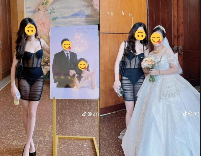 Bộ trang phục đã gây tranh cãi dữ dội, thậm chí bất bình từ phía dân mạng. Phần đông cho rằng, cô nàng này đã chọn trang phục kém tinh tế, không phù hợp với hoàn cảnh, vừa lấn át cô dâu vừa có thể khiến những người tham dự đám cưới phân tâm, chú ý vào mình.