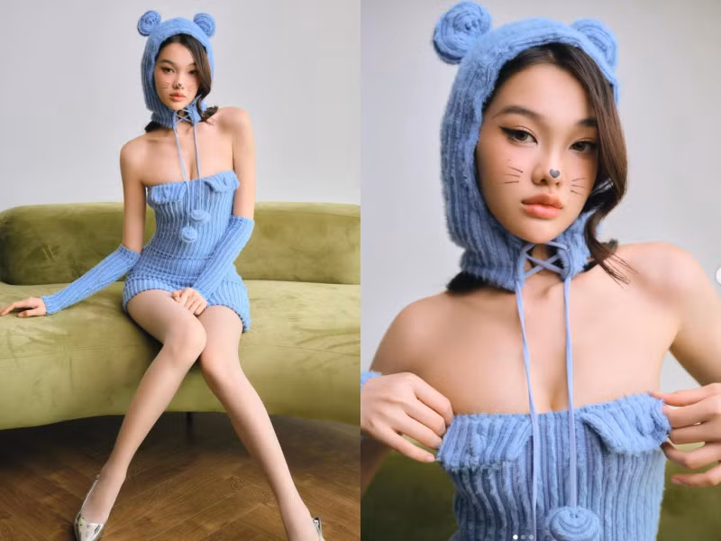 Tuy nhiên, Bé Quyên thường xuyên được giao trình diễn những bộ cánh cắt xẻ gợi cảm, váy ngắn tôn đôi chân dài thẳng tắp.