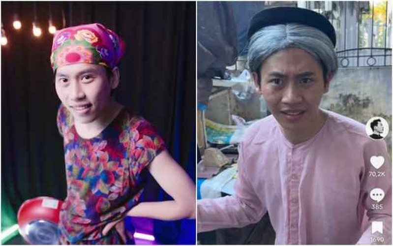 Thay vì tên gọi Phạm Vinh, chàng trai Hưng Yên thường được gọi với những biệt danh như: Cụ Phến, bà hàng xóm… Hình ảnh bà già mặc đồ ngủ , chiếc khăn mỏ quạ quấn trên đầu đã quá quen thuộc với những người theo dõi anh chàng.