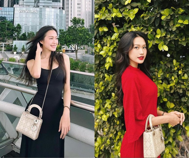 Dior cũng là cái tên được vợ tương lai của Đoàn Văn Hậu điểm danh. Item Lady Dior có bề mặt được đính kết chi tiết nổi này được cô ưu ái cho những thiết kế áo dài, váy đầm cocktail. Item màu kem này có giá không dưới 100 triệu đồng.