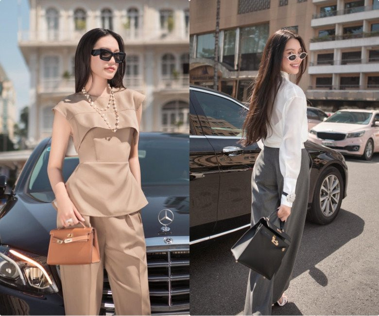 Tất nhiên, thương hiệu được tất cả các cô gái ao ước có nhất là Hermes cũng nằm trong tầm tay Doãn Hải My. Cô nàng có tới 2 phiên bản Hermes Kelly. Trong đó size mini có màu nâu sáng và phiên bản lớn hơn là màu đen hot hit.