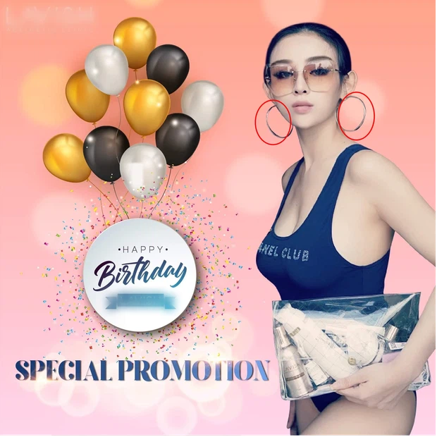 Cụ thể trong bức ảnh đăng tải cách đây chưa lâu, đôi bông tai của cựu hot girl Huyền Baby bị méo được cho là do tác động từ app chỉnh hình.