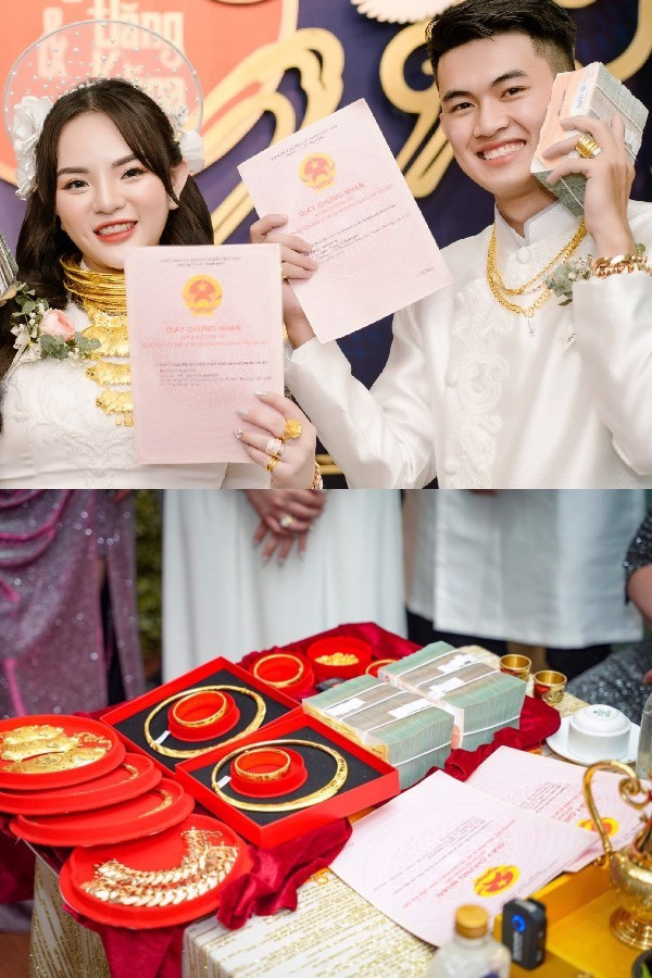 Trước đó ít lâu, một đám cưới khủng khác tại miền Tây với của hồi môn lên tới vài chục tỷ đồng cũng khiến nhiều người phải ngưỡng mộ. Đó là đám cưới của cặp đôi Trần Đăng Khoa (25 tuổi, quê Kiên Giang) và Trần Thảo Vy (25 tuổi, quê Sóc Trăng).