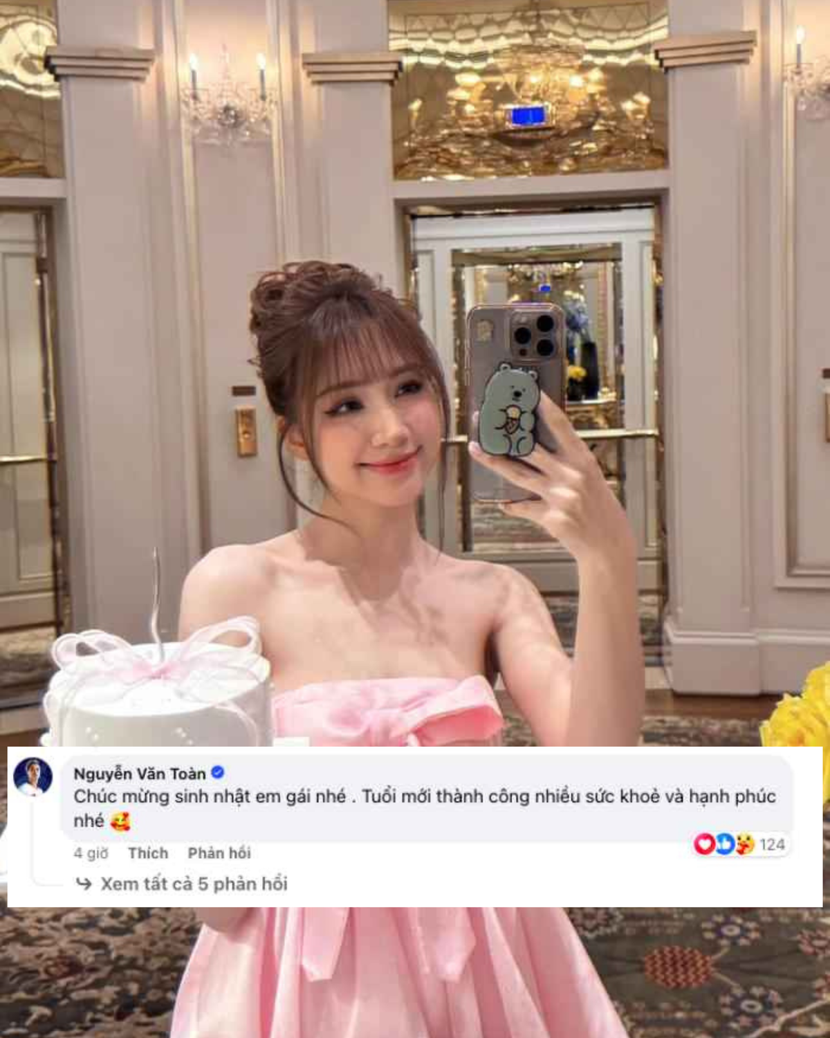 Phía dưới bài viết, rất nhiều fan cùng bạn bè đã chúc mừng Hòa Minzy. Đáng chú ý nhất, phải kể đến chính là bình luận của Văn Toàn - người bạn thân hơn 1 thập kỉ của nữ ca sĩ.