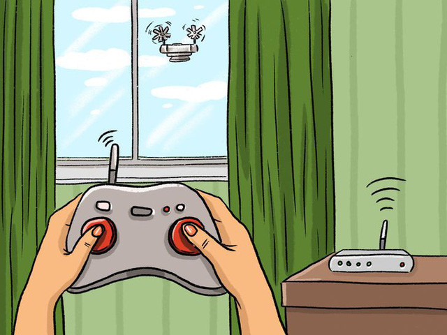 Drone. Tương tự thiết bị theo dõi trẻ, drone hoạt động ở băng tần 2,4 GHz. Tuy nhiên, không phải thiết bị bay nào cũng có thể gây nhiễu sóng Wi-Fi. Điều này phụ thuộc vào công suất phát sóng của các thiết bị.
