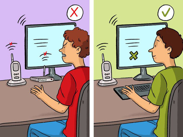 Thiết bị theo dõi trẻ. Những thiết bị này cũng tạo ra băng tần 2,4 GHz tương tự Wi-Fi, nên có thể gây can nhiễu sóng mạng. Tuy thiết bị theo dõi trẻ cần kết nối Wi-Fi để hoạt động, bạn cũng không nên đặt chúng ở quá gần router.