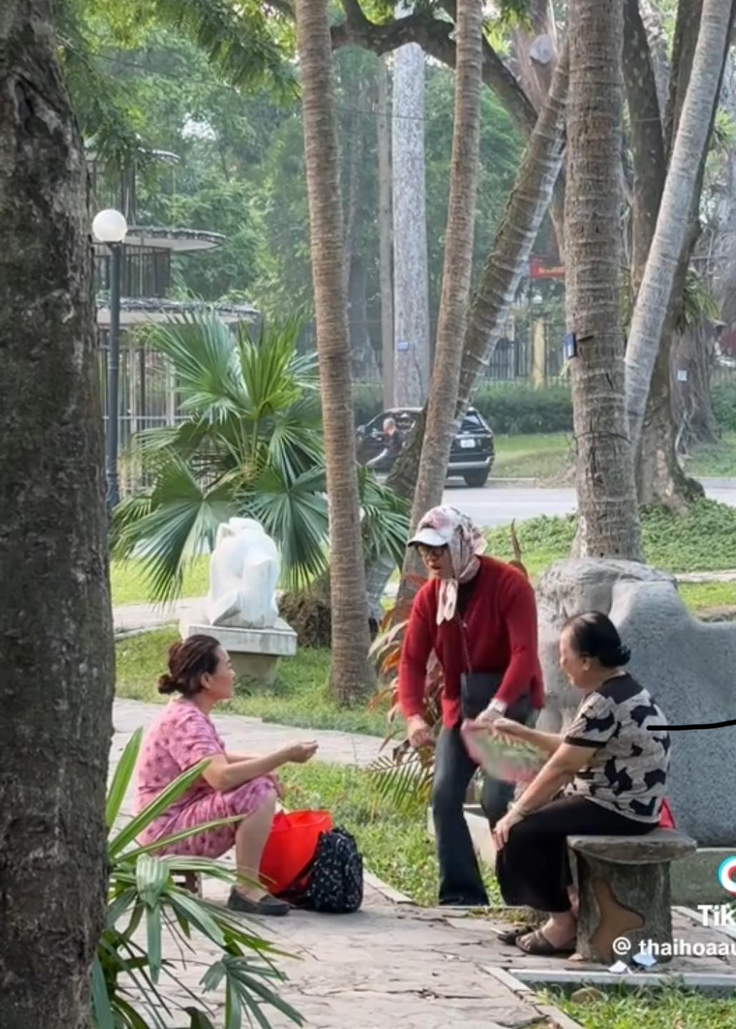 Hoàn thiện outfit nói trên, nhiều người sử dụng chiếc túi xách khổ to tựa như những chiếc túi, chiếc làn thường được các bà dùng để đi chợ.