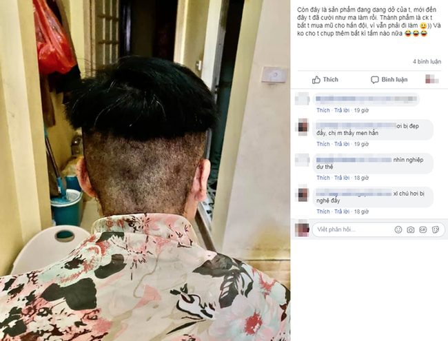 Dưới phần bình luận những bức ảnh nhờ vợ cắt tóc của anh Sỹ, nhiều người cũng chia sẻ những hình ảnh được người thân "mần đầu" tại nhà trong mùa dịch.