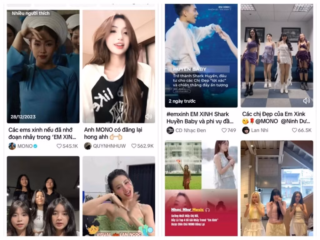 Theo tìm hiểu, trào lưu "em xinh" được lấy cảm hứng từ chính bài hát Em xinh của ca sĩ Mono. Hiện tại, phần nhạc của bản hit này được nhiều người trẻ sử dụng để lồng vào các clip cá nhân rồi đăng trên mạng xã hội.