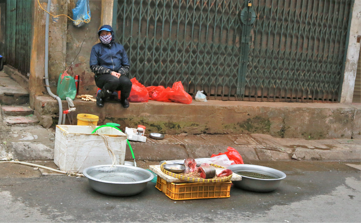 Chung cảnh ế ẩm với hàng rau xanh là hàng thịt, cá... Thậm chí, những chủ hàng này còn ngủ gật.