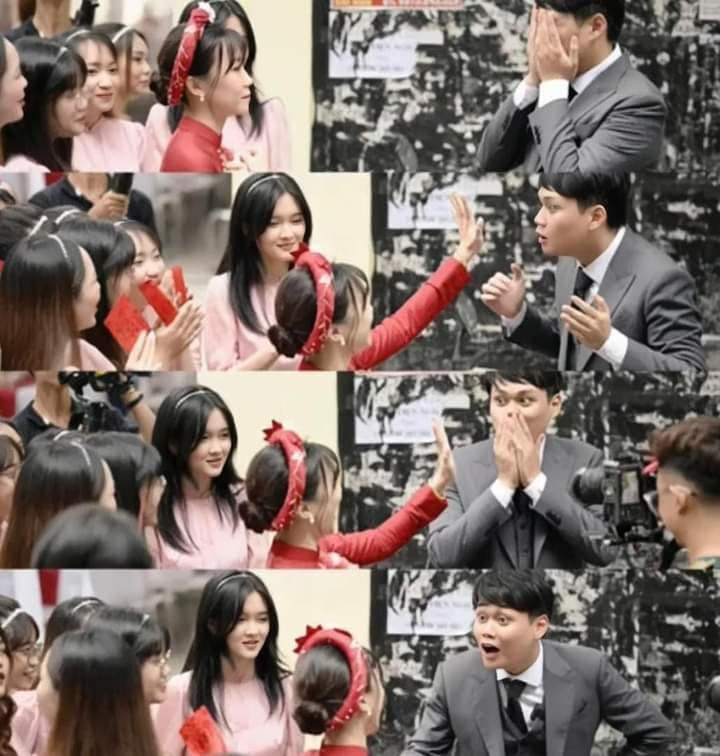 Màn tặng quà cưới đặc biệt bắt đầu bằng việc nhà gái bắt chú rể bịt mắt sau đó, cô dâu xuất hiện và... "ú òa" khi mở mắt ra đằng trai tỏ ra vô cùng bất ngờ.