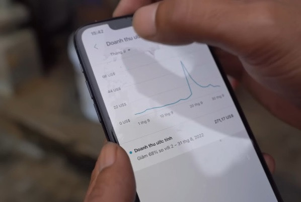 Nói đoạn, hiện tượng mạng đưa thẳng điện thoại đến camera để cho người xem tiện theo dõi doanh thu trên kênh YouTube Lộc Fuho TV.