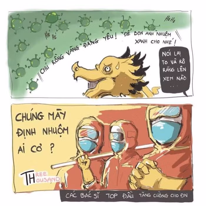 Những bức chuyện tranh cổ vũ tinh thần chiến đấu của các y bác sĩ đang có mặt tại tuyến đầu chống dịch tại Thành phố Sông Hàn.