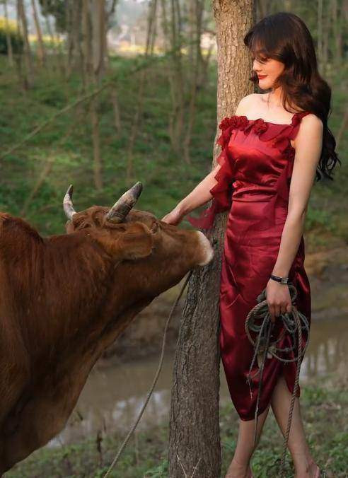 Cô còn mặc váy ôm đi bắt ốc, cuốc đất. Khi xuống ruộng đầy bùn, cô không thay đồ mà vẫn mặc nguyên bộ váy áo bó sát.