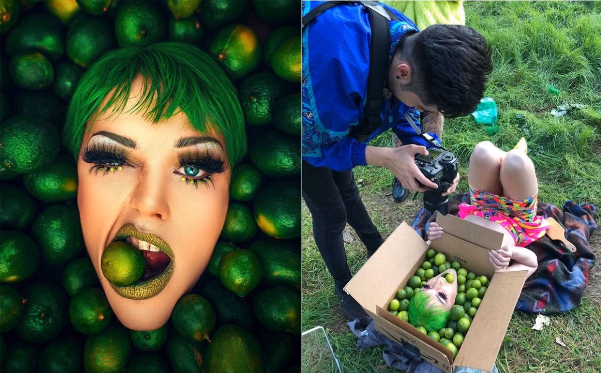 Concept Joker từ rổ chanh trong bếp của mẹ.