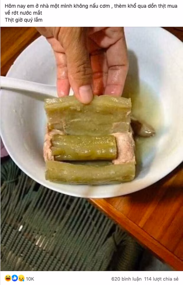 Thèm mướp đắng nhồi thịt nhưng khi đặt ở quán về.... Thịt thì ít nhưng mướp thì nhiều...