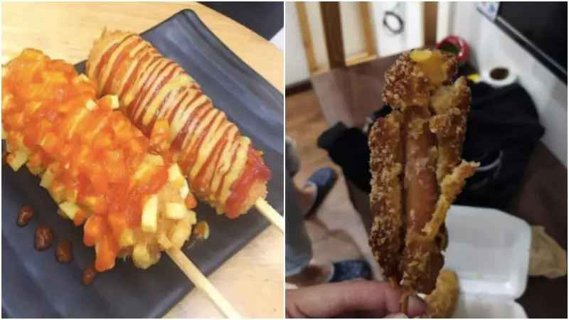 Bên trên quảng cáo nhìn vô cùng đẹp mắt nhưng chiếc xúc xích nhận về "lạ lắm".