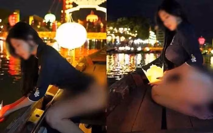 Vào tháng 4/2022, mạng xã hội đăng tải hình ảnh cô gái mặc quần nội y cầm hoa đăng, ngồi trên chiếc thuyền giữa dòng sông Hoài ở phố cổ Hội An.