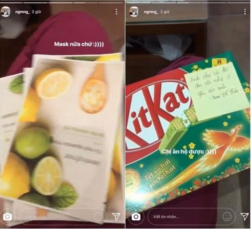Khi fan tặng Xuân Trường hộp kẹo cùng lời nhắn dễ thương: "Anh cho cả đội ăn với nhé. Yêu các anh!", Nhuệ Giang đã đăng ảnh kèm caption: "Chị ăn hộ được".