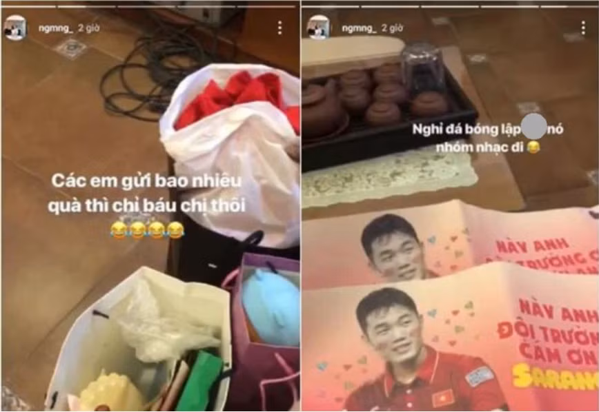 Cụ thể Nhuệ Giang đã đem những món quà của fan tặng Xuân Trường đăng lên trang cá nhân với lời lẽ khó nghe.