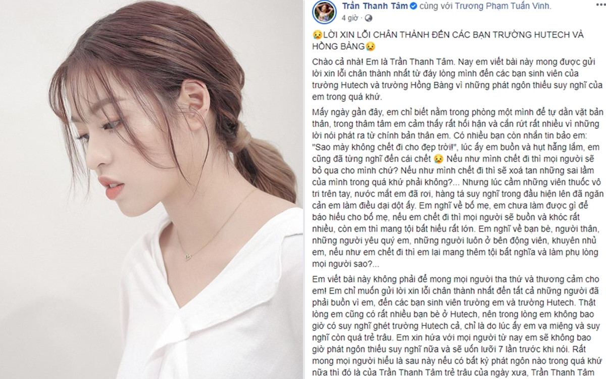 Trần Thanh Tâm phải lên tiếng xin lỗi vì phát ngôn đầy thị phi của bản thân.