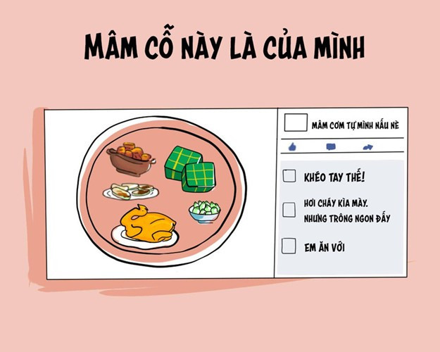 Với các bạn nữ, việc khoe thành quả "nữ công gia chánh" do chính tay mình thực hiện, đặc biệt là những mâm cỗ ngày Tết với tiêu chí ngon - bổ - rẻ là điều không thể thiếu.
