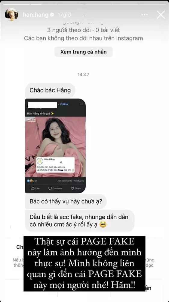 Mới đây, một Fanpage trên Facebook đã đăng tải bức ảnh của hot girl Hàn Hằng kèm caption nhạy cảm. Đáng nói, bức ảnh này đã thu hút hàng chục nghìn lượt tương tác, bình luận tiêu cực.