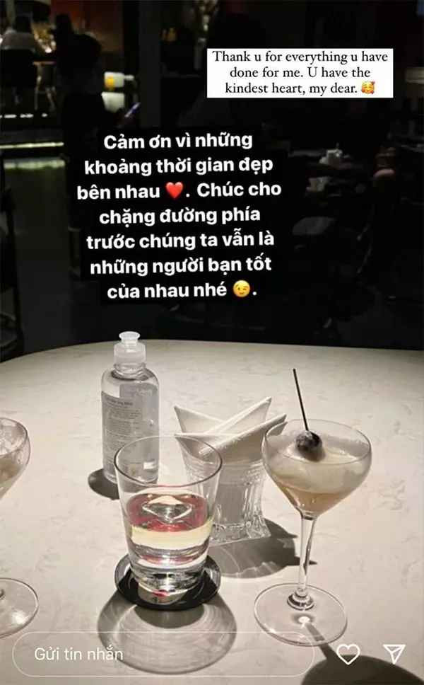 Chia sẻ lại dòng trạng thái của Hoài Nam, Linh Ngọc Đàm tâm sự: "Thank you for everything u have done for me. U have the kindest heart, my dear" (Tạm dịch: Cảm ơn anh vì tất cả những gì đã làm cho em. Anh là người có trái tim ấm áp nhất, anh yêu").