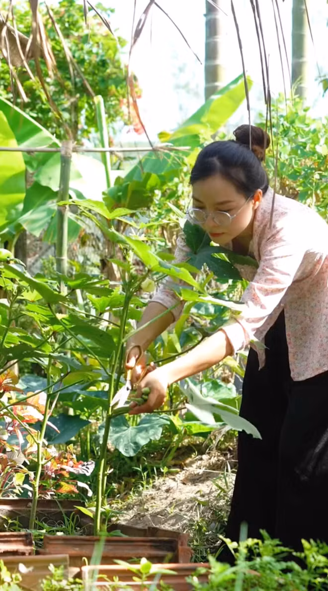 Về nhà có gì ăn đó, gia đình trồng nhiều rau củ, gà vịt ngoài vườn, tụi nó đẻ trứng ăn hoài không hết phải bán nữa nên mình không cần vốn liếng gì. Bên cạnh đó mình còn được sự hỗ trợ của anh chị, nhận làm thêm vài việc freelance là có ít thu nhập để sống. Nhưng những cái này là trường hợp của mình thôi, còn bạn nào mà nhà không có sẵn đất, làm mọi thứ từ số 0 thì mình nghĩ là cần vốn nhiều”. Cô nàn chủ kênh Út về vườn cho biết thêm.