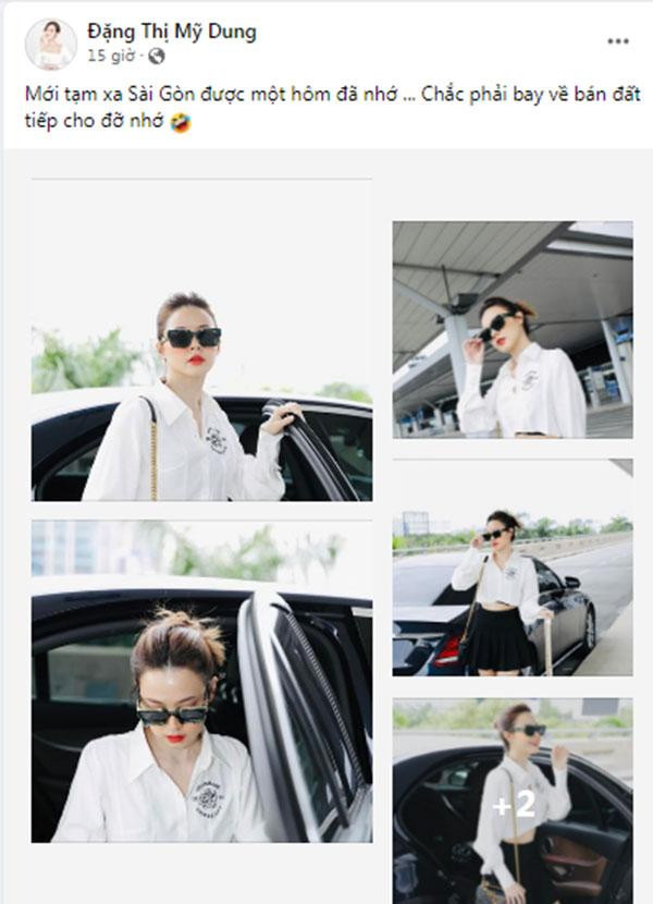 Kèm theo đó, hot girl Midu viết: "Mới tạm xa Sài Gòn được một hôm đã nhớ ... Chắc phải bay về bán đất tiếp cho đỡ nhớ".
