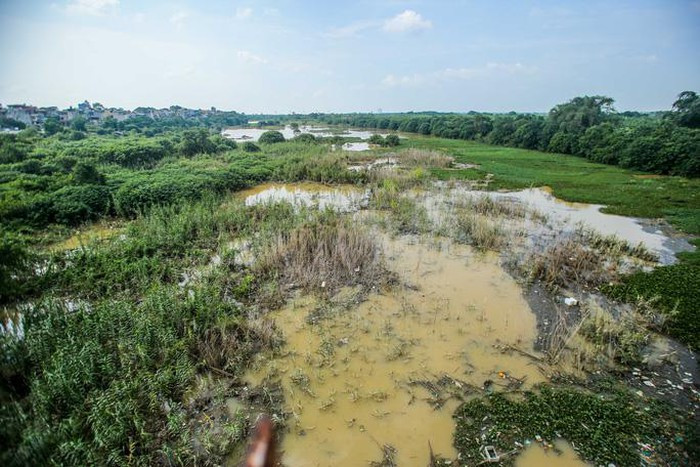 Theo ghi nhận của Báo Người Lao Động chiều 22-8, sau chuỗi ngày mưa vừa qua, mực nước sông Hồng đoạn qua TP Hà Nội đang dâng cao. Lối ra khu vực bãi giữa sông Hồng (Hà Nội) ngập sâu. (Toàn cảnh khu vực bãi giữa sông Hồng ngập sâu)