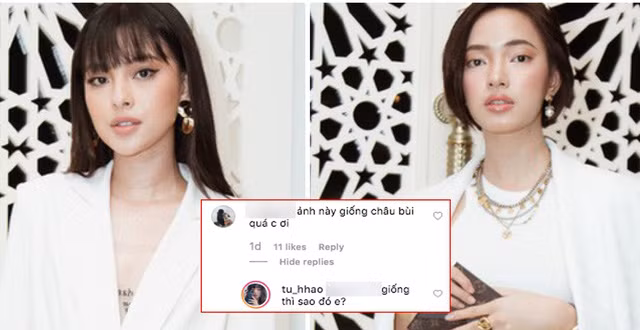 Không chỉ có ngoại hình "hao hao" nhau mà Tú Hảo và Châu Bùi còn có phong cách ăn mặc khá giống nhau. Cặp đôi nhiều lần khiến dân tình phải "toát mồ hôi" để phân biệt.