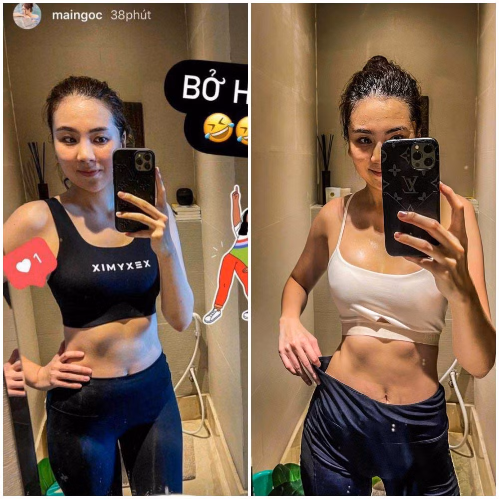 Bên cạnh việc tập luyện, Mai Ngọc cũng có 1 bí kíp khá hay để tăng sự kích thích cho những màn "bán mồ hôi" của mình đó là chụp và đăng story buổi tập để bản thân không bị lười mà bỏ tập.