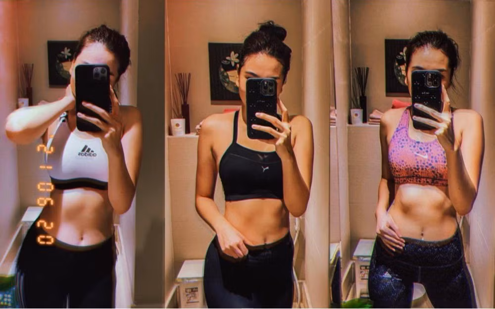 Khi được hỏi liệu có khi nào vì tập đi, tập lại những bài tập có dẫn đến nhàm chán, Mai Ngọc cho biết cô mua khá nhiều dụng cụ nhỏ để bổ trợ và thường xuyên tham khảo các bài tập của các gymer để áp dụng cho bản thân.