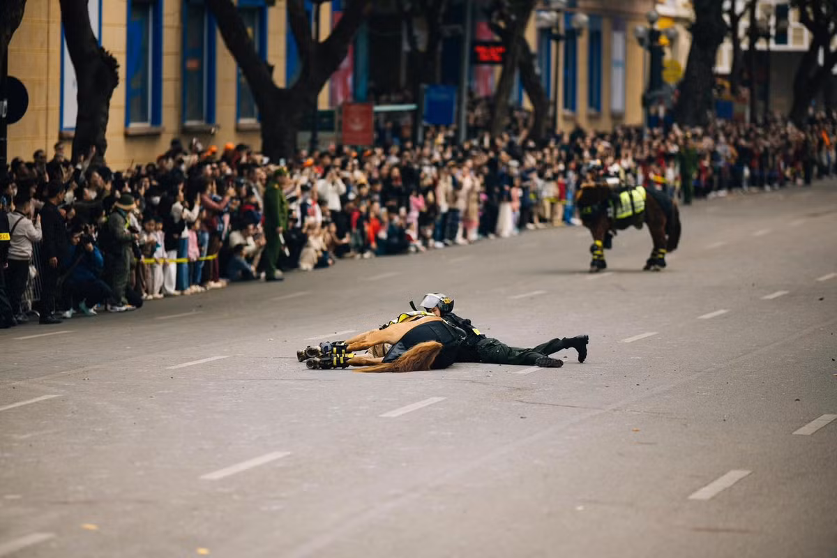 Các chú kị binh cũng có màn biểu diễn tuyệt vời phục vụ người dân Thủ đô.