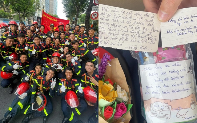 "Hành trình A50 của bọn mình kết thúc tại đây. Chúng mình cũng chẳng có gì hơn ngoài lời cảm ơn chân thành nhất, lời chúc sức khoẻ đến tất cả mọi người ạ, mãi yêu", một chiến sĩ thuộc khối nam sĩ quan Cảnh sát Phòng cháy, chữa cháy Phạm Hiếu chia sẻ.