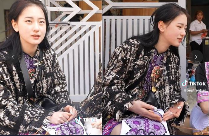 Vàng Lan Hương là cô gái "nổi như cồn" trên MXH, trong clip ngồi nướng thịt bên đường, hút 4 triệu view.