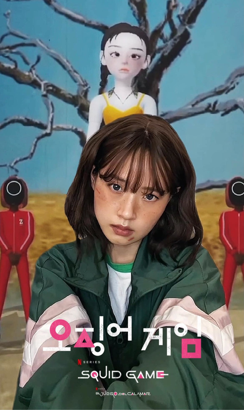 Trong bộ đồng phục của Squid Game cùng mái tóc ngắn “ngố tàu”, Midu hóa thành Ji Yeong –một trong 456 người tham gia trò chơi kỳ quái. Với phần quần áo và kiểu tóc như thế này, "ngọc nữ" showbiz Việt từ một cô giáo dịu dàng, ngây thơ như được “biến hình” thành người khác.