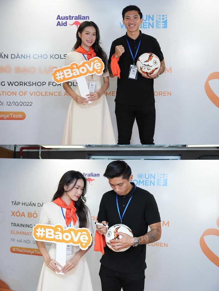 Được biết đây là trận đấu giữa CLB Hà Nội và SHB Đà Nẵng diễn ra vào tối 30/10 vừa qua trên SVĐ Hàng Đẫy. Đoàn Văn Hậu không tham gia thi đấu trận này nên đã có mặt để cổ vũ các đồng đội của mình.