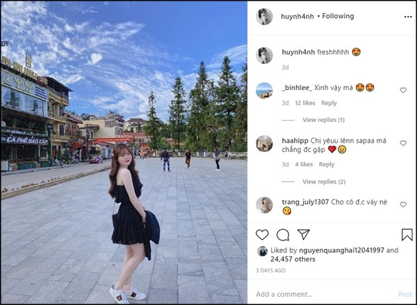 Huỳnh Anh chỉ cập nhật những hình ảnh xinh đẹp, dễ thương nhất và hầu hết đều được Quang Hải "thả tim".