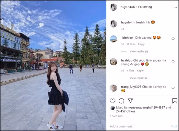 Huỳnh Anh chỉ cập nhật những hình ảnh xinh đẹp, dễ thương nhất và hầu hết đều được Quang Hải "thả tim".