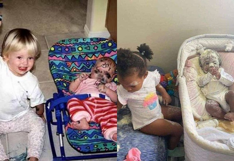 Giao công việc cho lũ trẻ nhưng chúng biến đứa em nhỏ thành ra thế này đây.