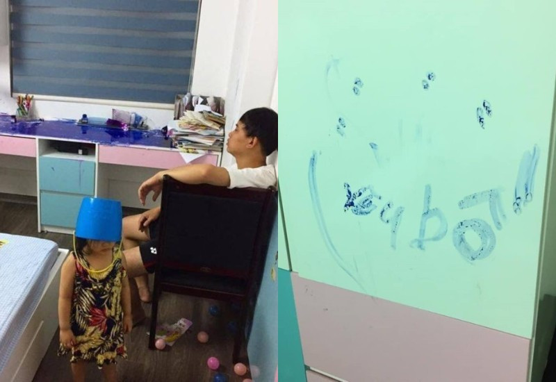 Gương mặt chán nản của ông bố khiến nhiều người đồng cảm.